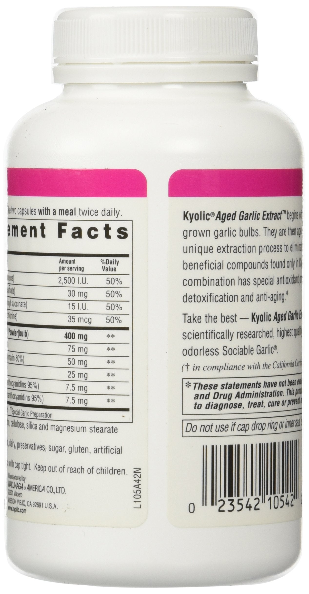 Kyolic Garlic Formula 105 Detox & Anti-Aging 200 Capsules