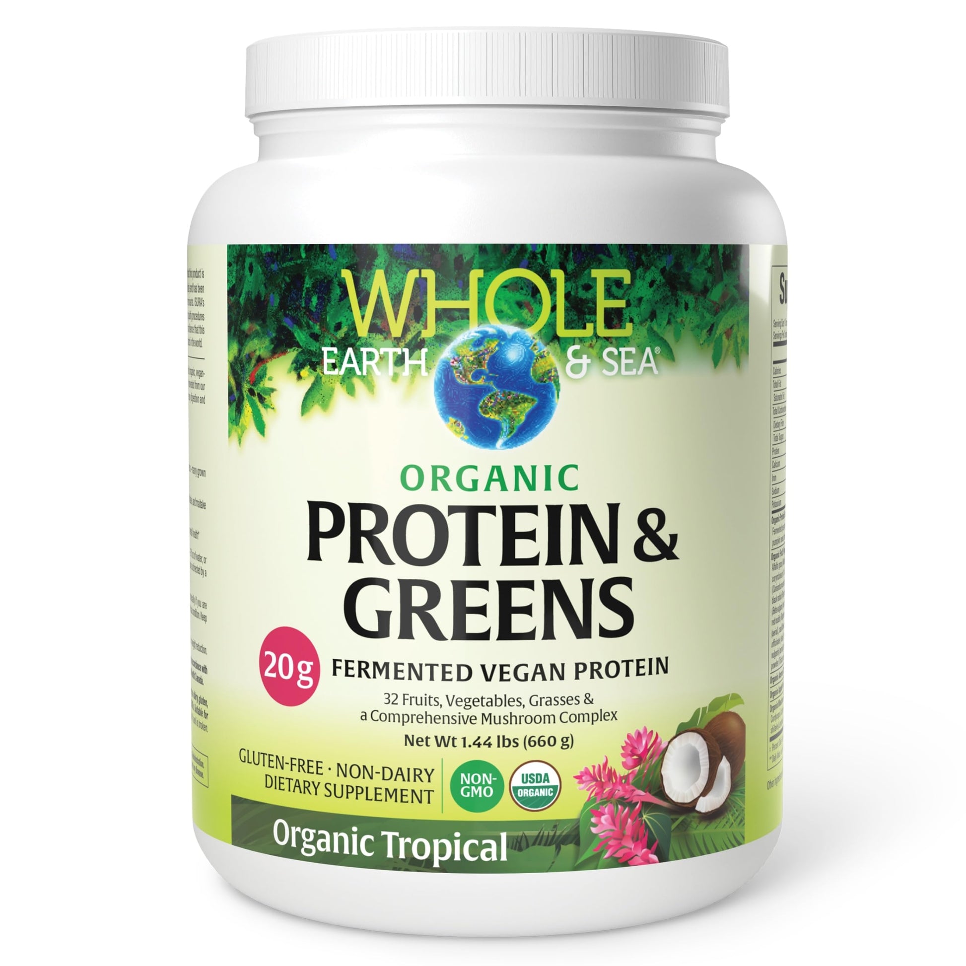 Natural Factors Whole Earth & Sea Organic Protein & Greens Powder 23.2 oz