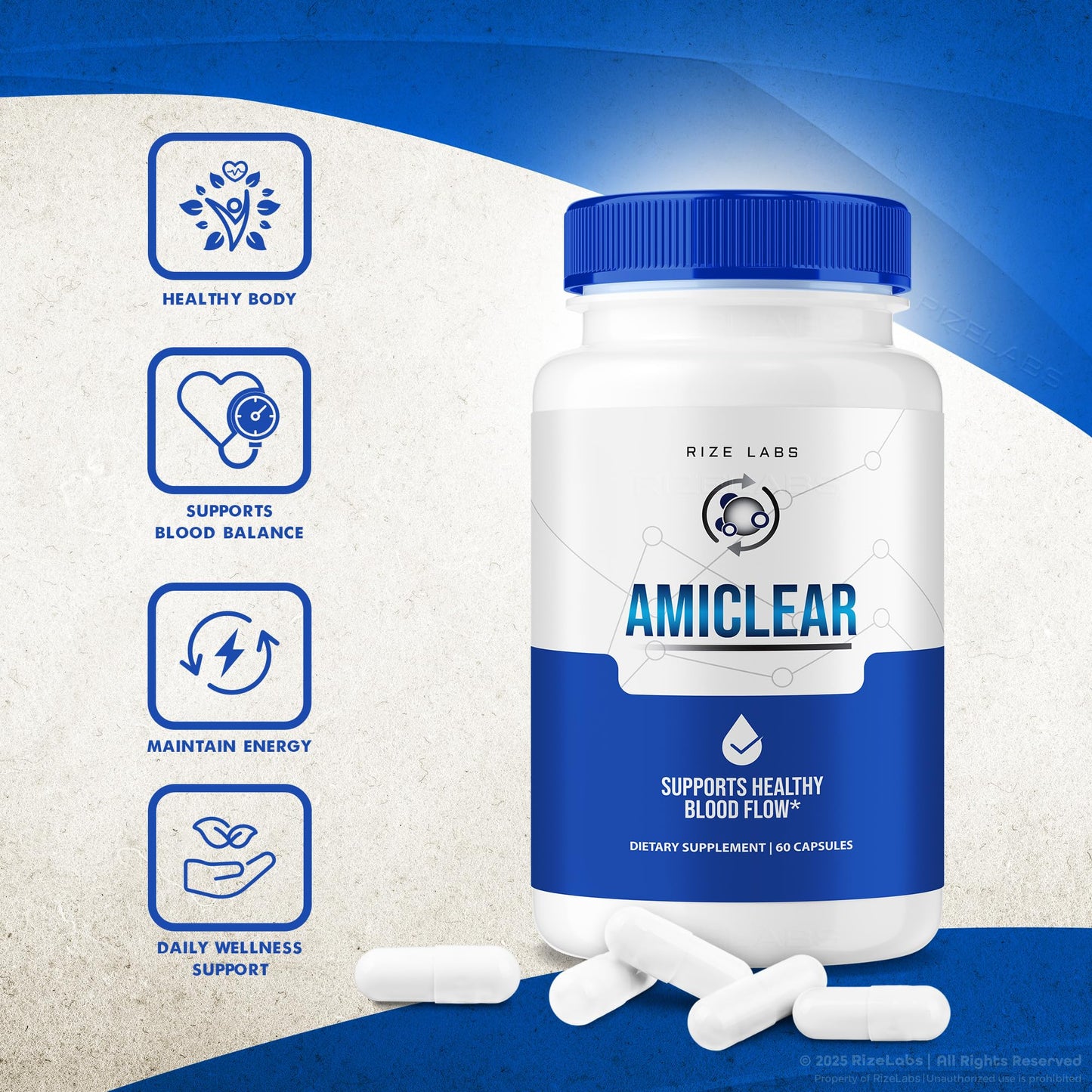 Rize Labs Amiclear Dietary Supplement Capsules 120 Capsules