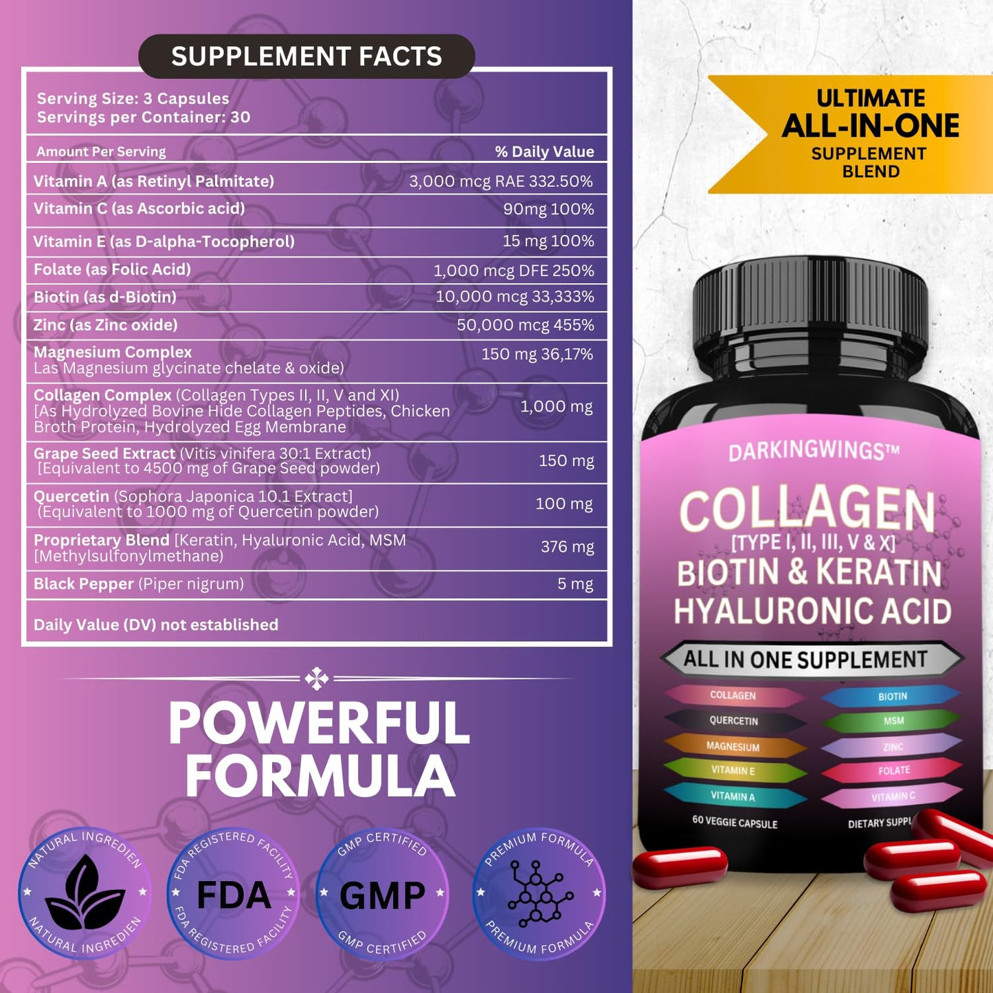 Darkingwings Multi Collagen Capsules 90 Count