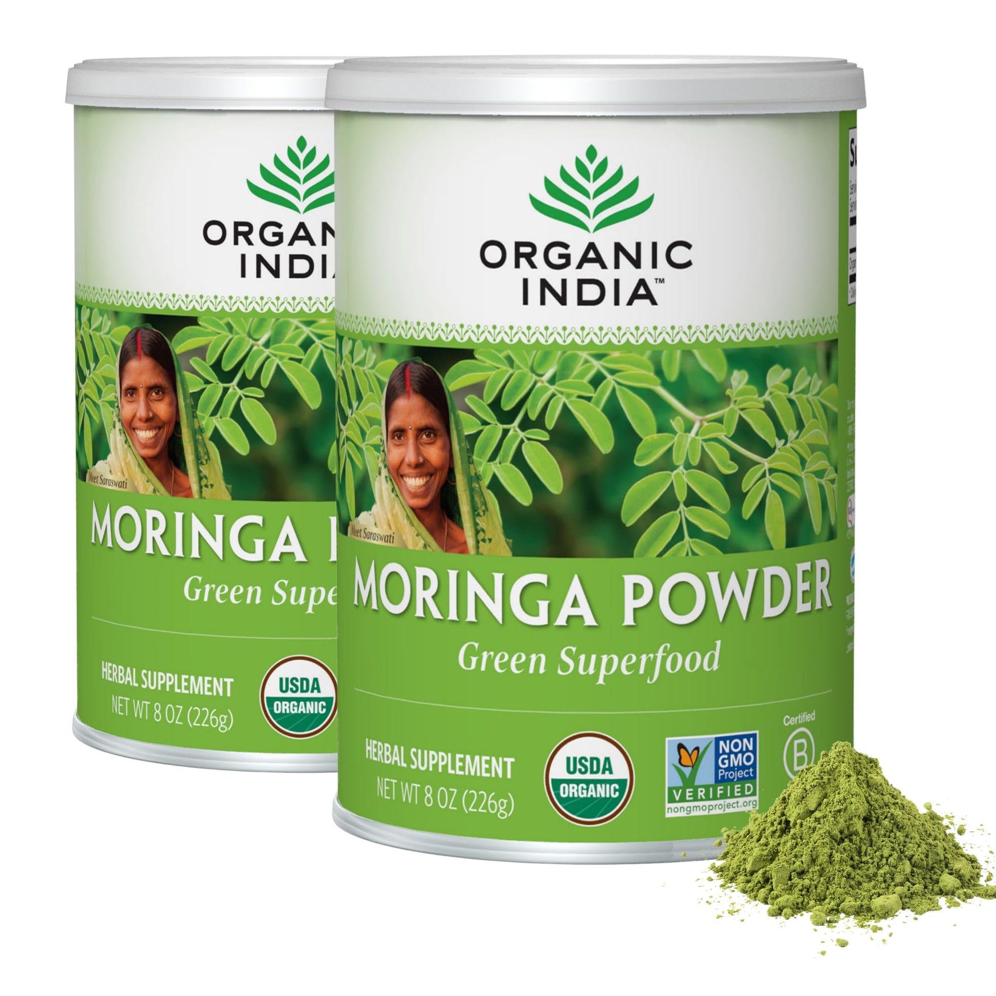 ORGANIC INDIA Moringa Powder - Moringa Oleifera Leaf Herbal Supplement, 16-Count
