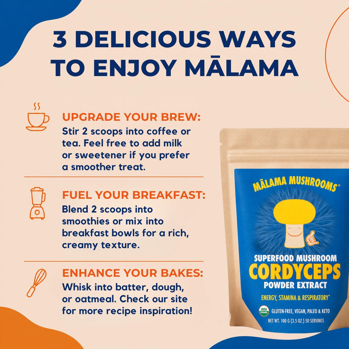 MALAMA MUSHROOMS Cordyceps Extract Powder, 3.5 oz