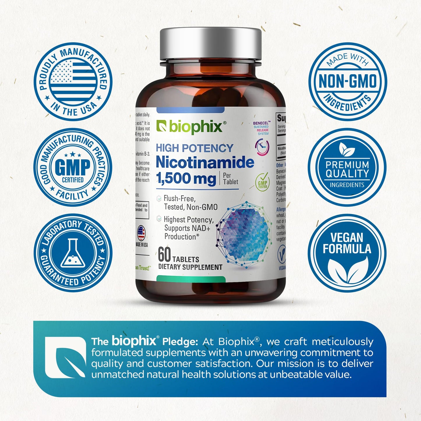 Biophix B-3 Nicotinamide 1500 mg Capsule, 60 Capsules