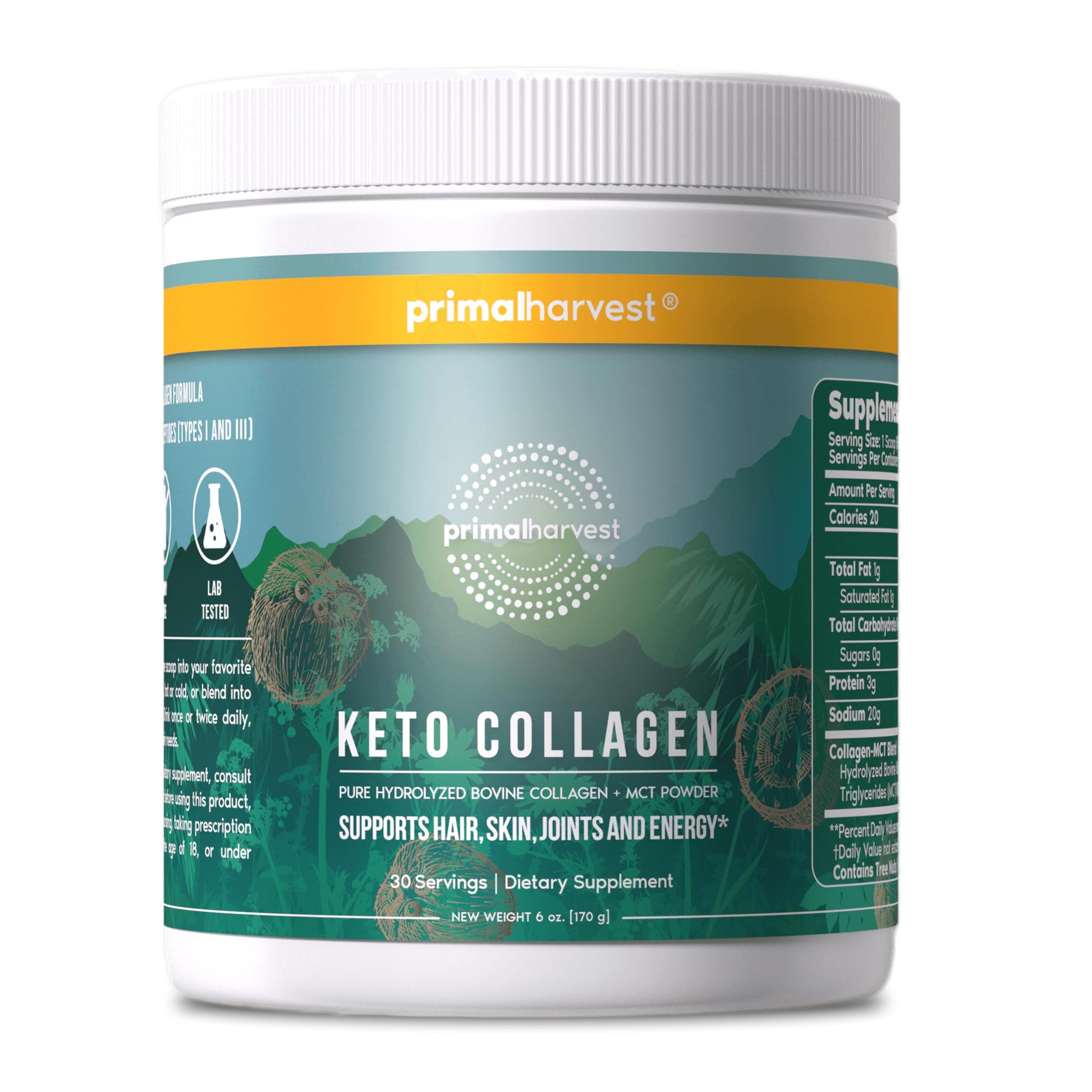Primal Harvest Keto Collagen Daily Powder Supplement, 6