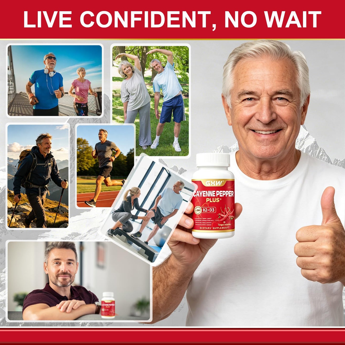 GHW Cayenne Pepper Capsules with Vitamin D3 & K2, 90 Capsules