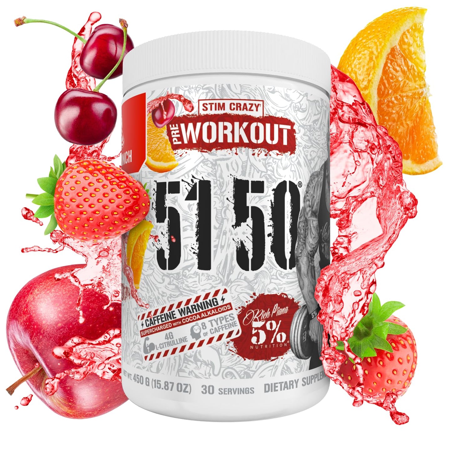 5% Nutrition Rich Piana 5150 High Stim Pre-Workout Powder, 15.87 Ounce
