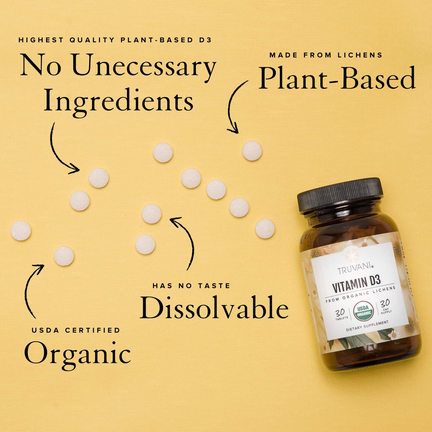 Truvani Organic Vitamin D3 Capsules, 30 Count