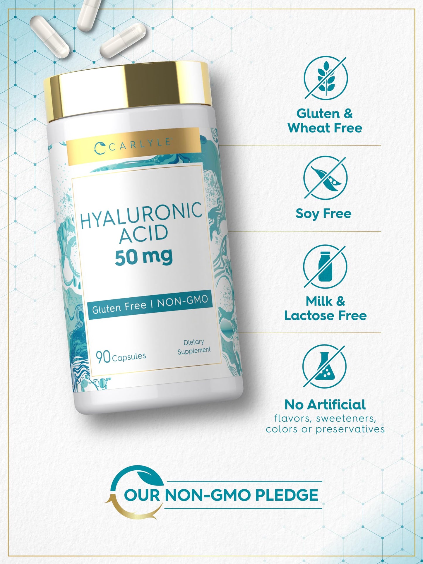 Carlyle Hyaluronic Acid Supplement 50 mg Capsule, 90 Capsules