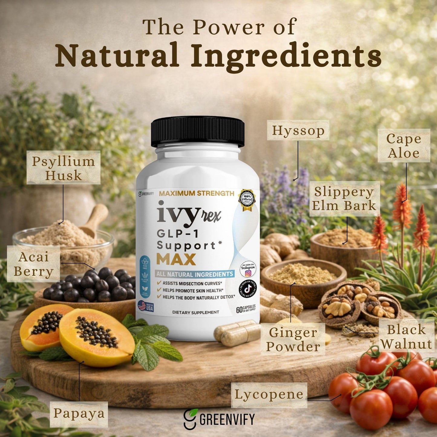 GREENVIFY Ivy rex GLP-1 Support MAX Capsules 60 Capsules