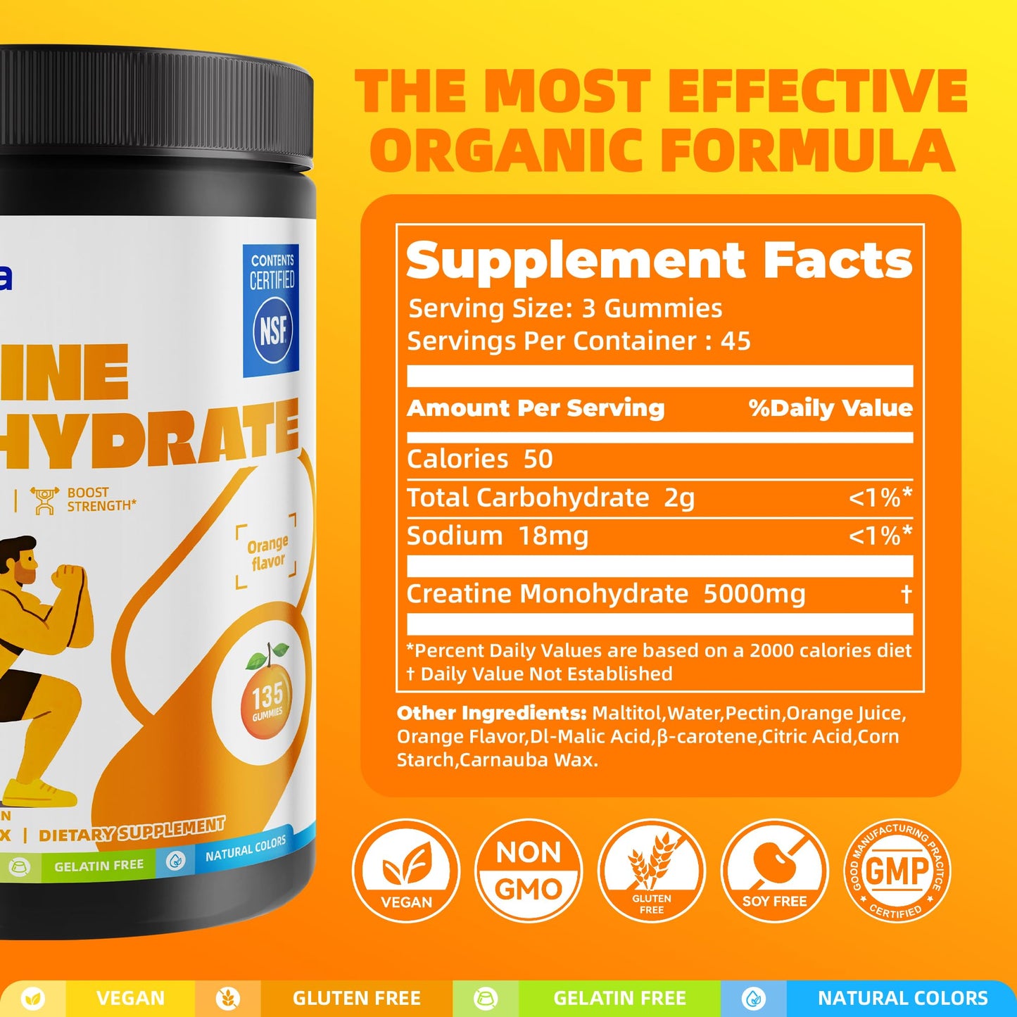 ON GREENVITA NUTRITION Creatine Monohydrate Gummies 135 Gummies