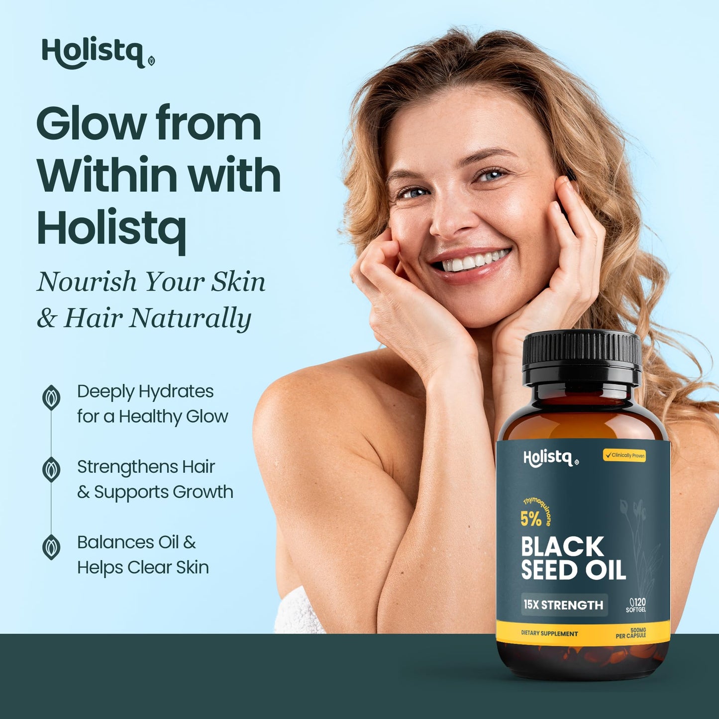 HOLISTQ Black Seed Oil Organic Cold Pressed, 120 Capsules