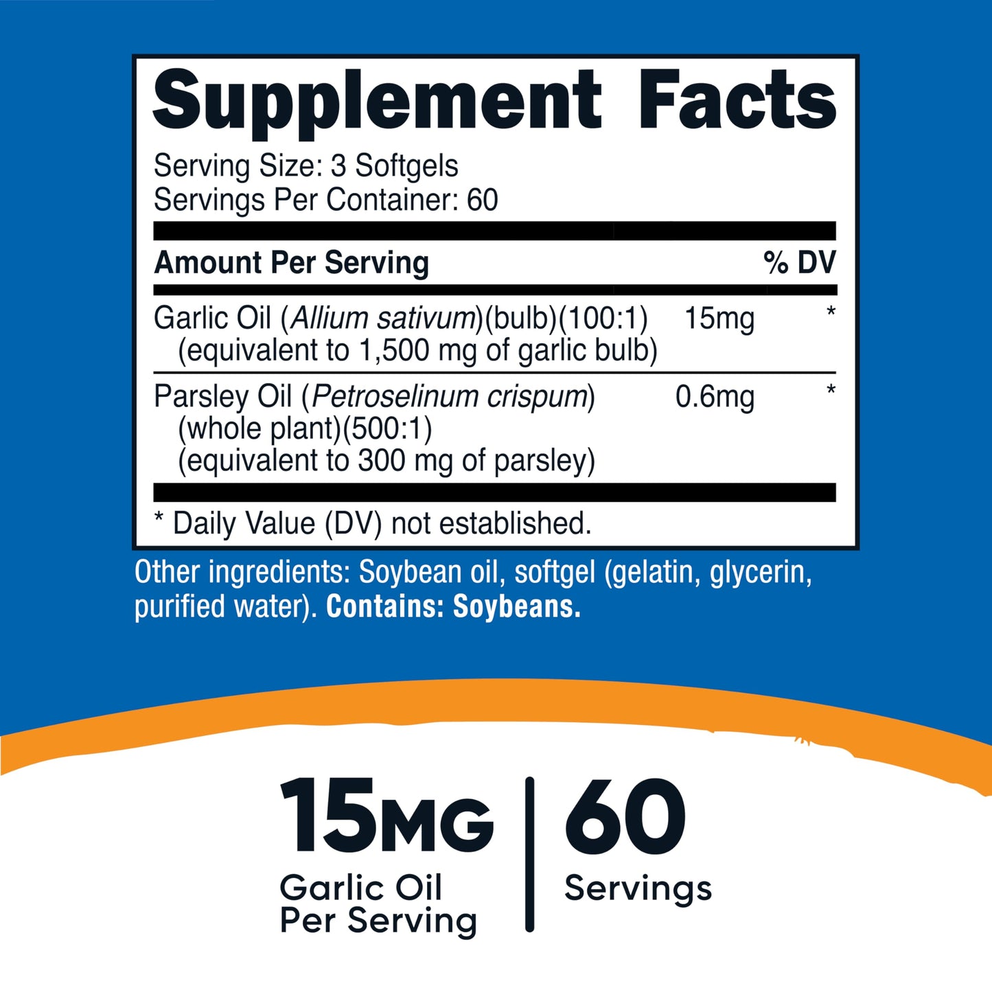 Nutricost Odorless Garlic Oil & Parsley Oil Softgels 180 Count