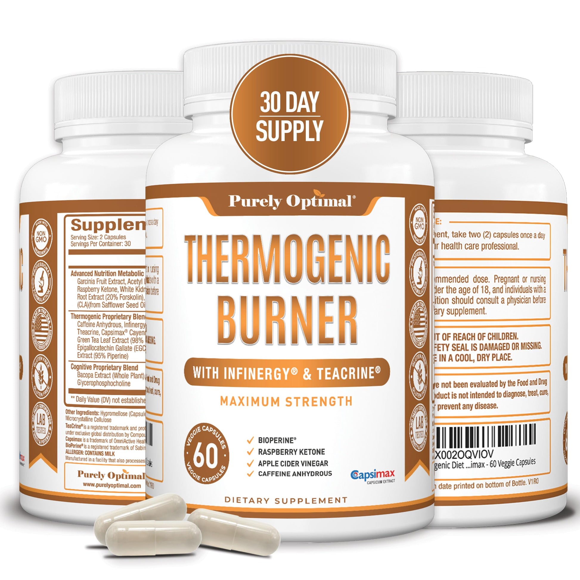Purely Optimal Thermogenic Fat Burner for Women - Advanced Metabolism Support & Energy Booster Capsules, 60 Capsules