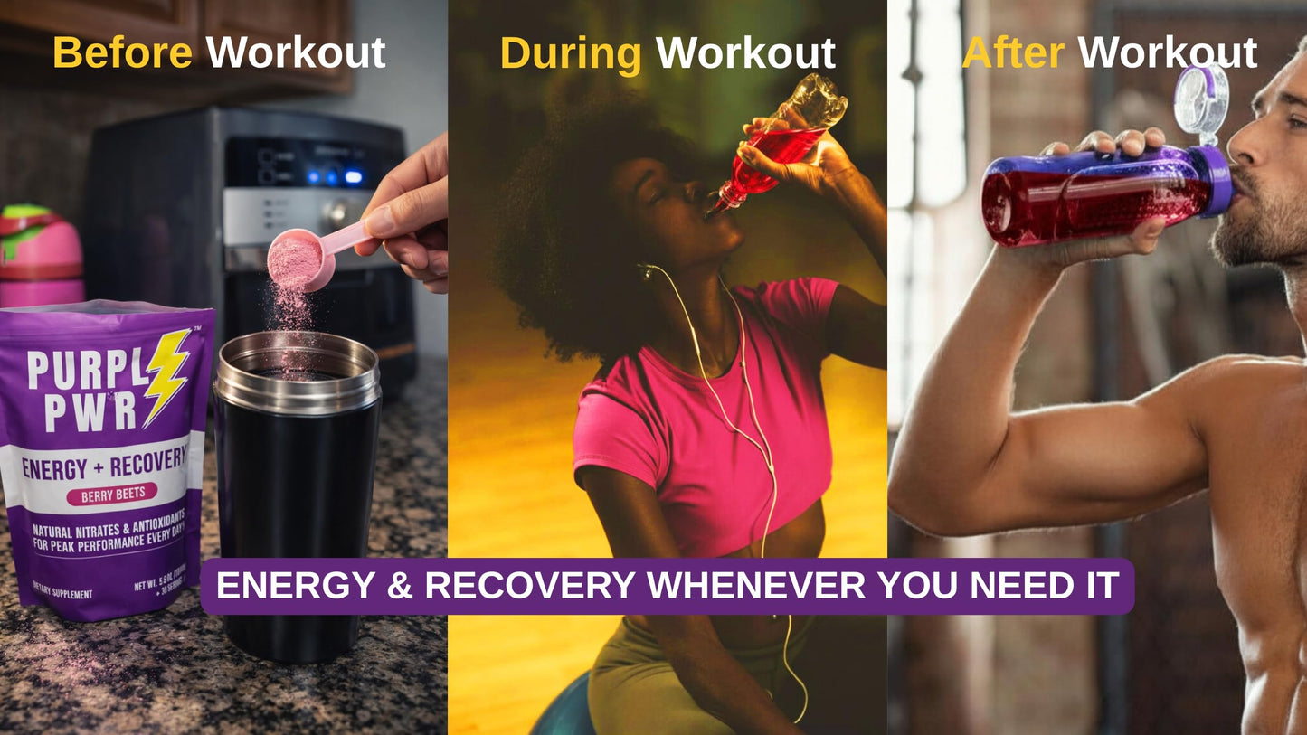 purpl pwr Caffeine-Free Energy & Recovery Drink Powder 5.6 Ounces