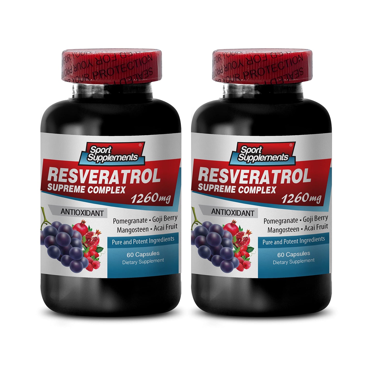 Sport Supplements Resveratrol Supreme 1200mg Maximum Strength Plus Red Wine Extract, 120 Capsules