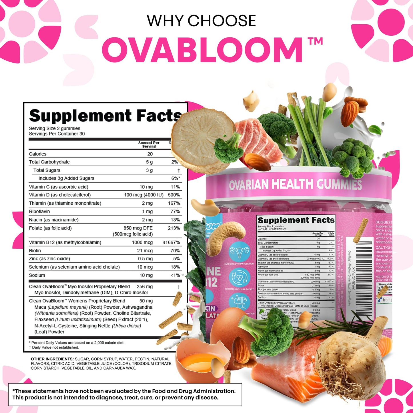 Clean Nutraceuticals OVA Bloom Ovarian Support Gummies, 60 Gummies