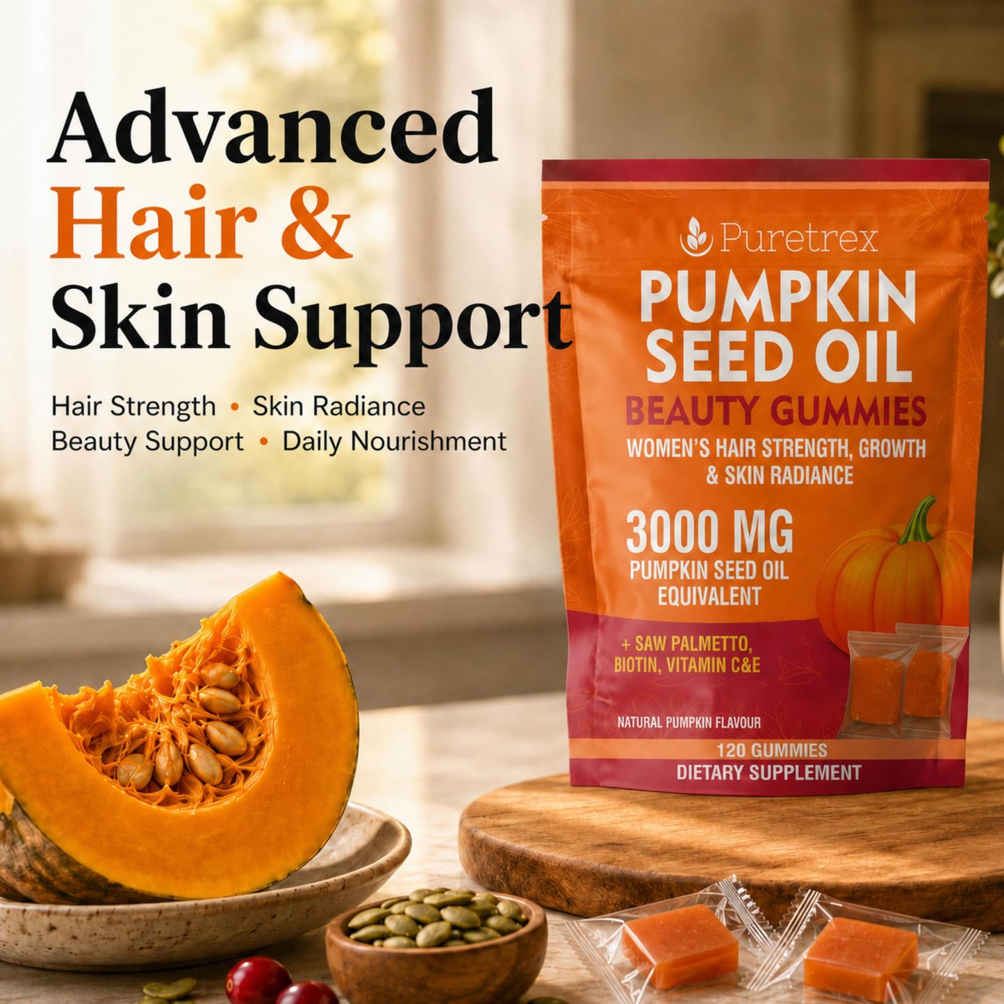 PURETREX Pumpkin Seed Oil Beauty Saw Palmetto Softgel 1 Count