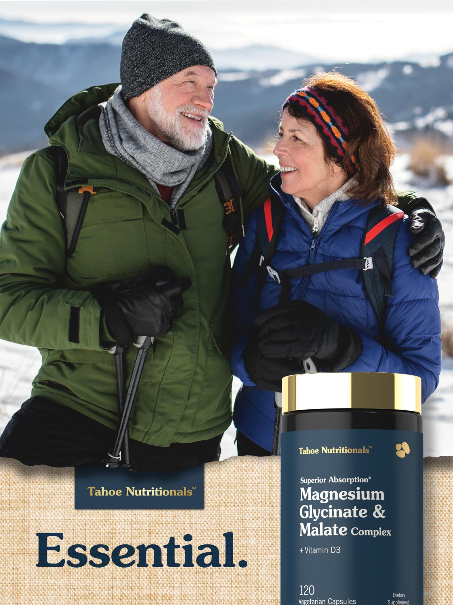 Tahoe Nutritionals Magnesium Glycinate and Malate Complex with Vitamin D3, 120 Capsules