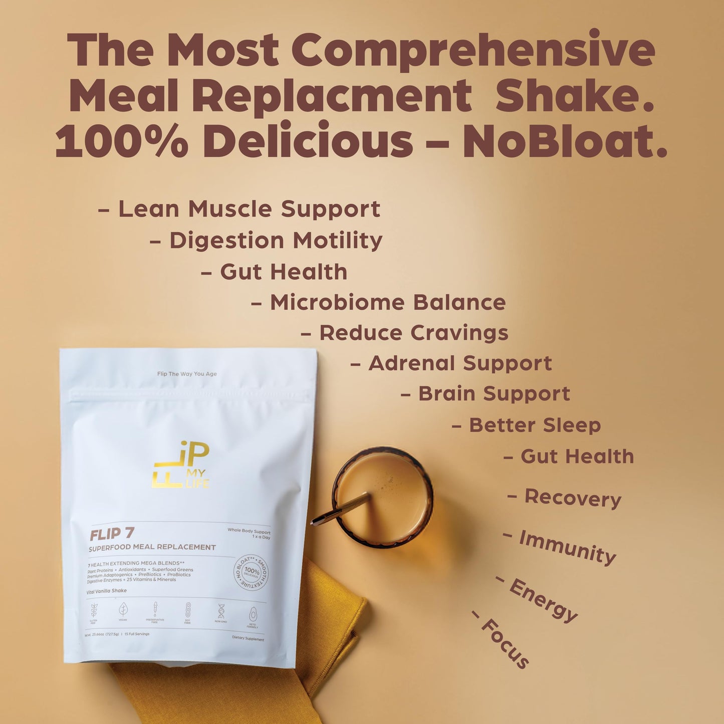 Flip My Life Flip 7 Natural SuperFood Vanilla Powder 25.6 oz