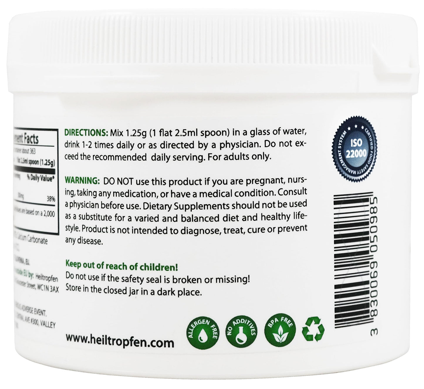 Heiltropfen Calcium Carbonate Powder 16 Ounces