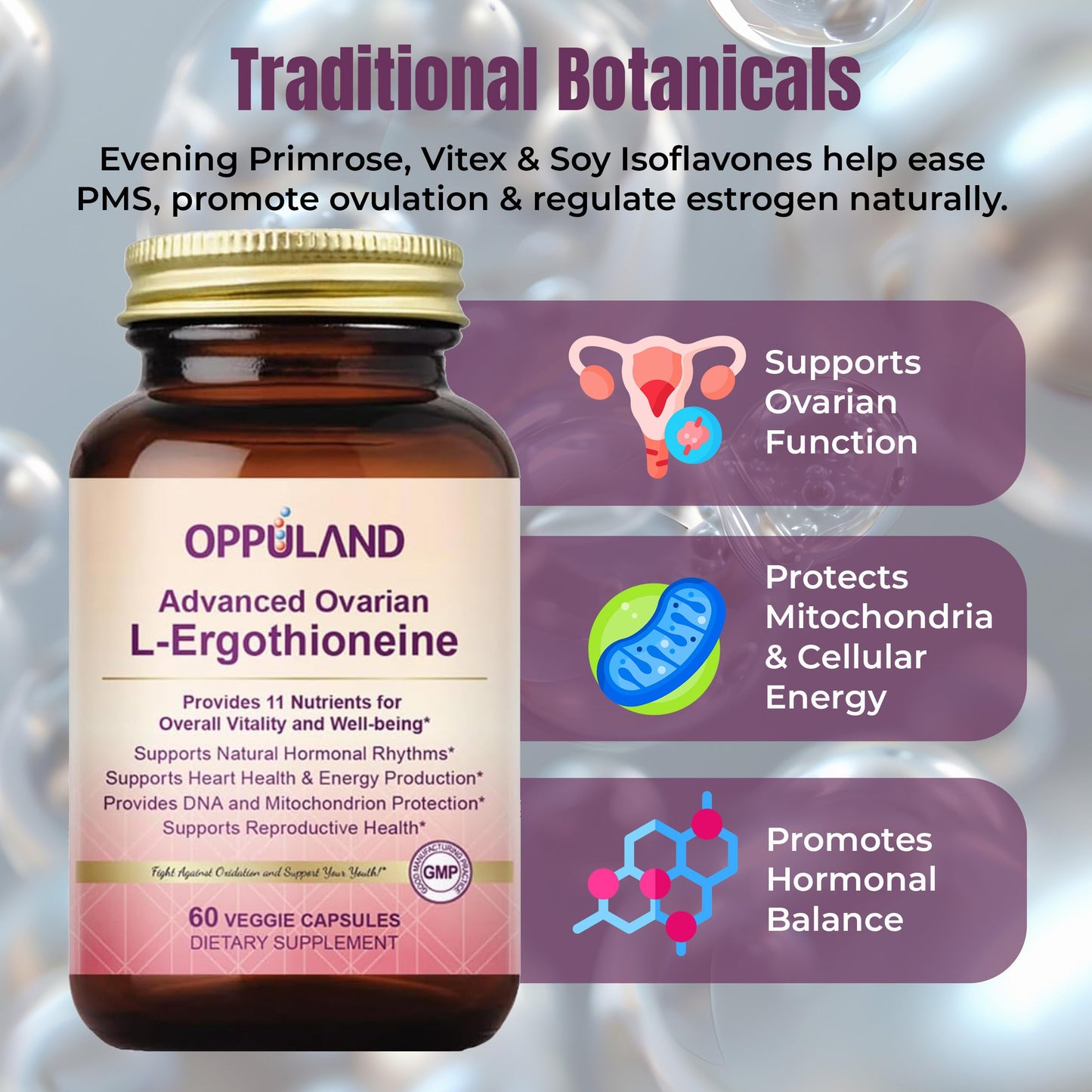 oppuland L-Ergothioneine Supplement for Women Capsule 60 Count