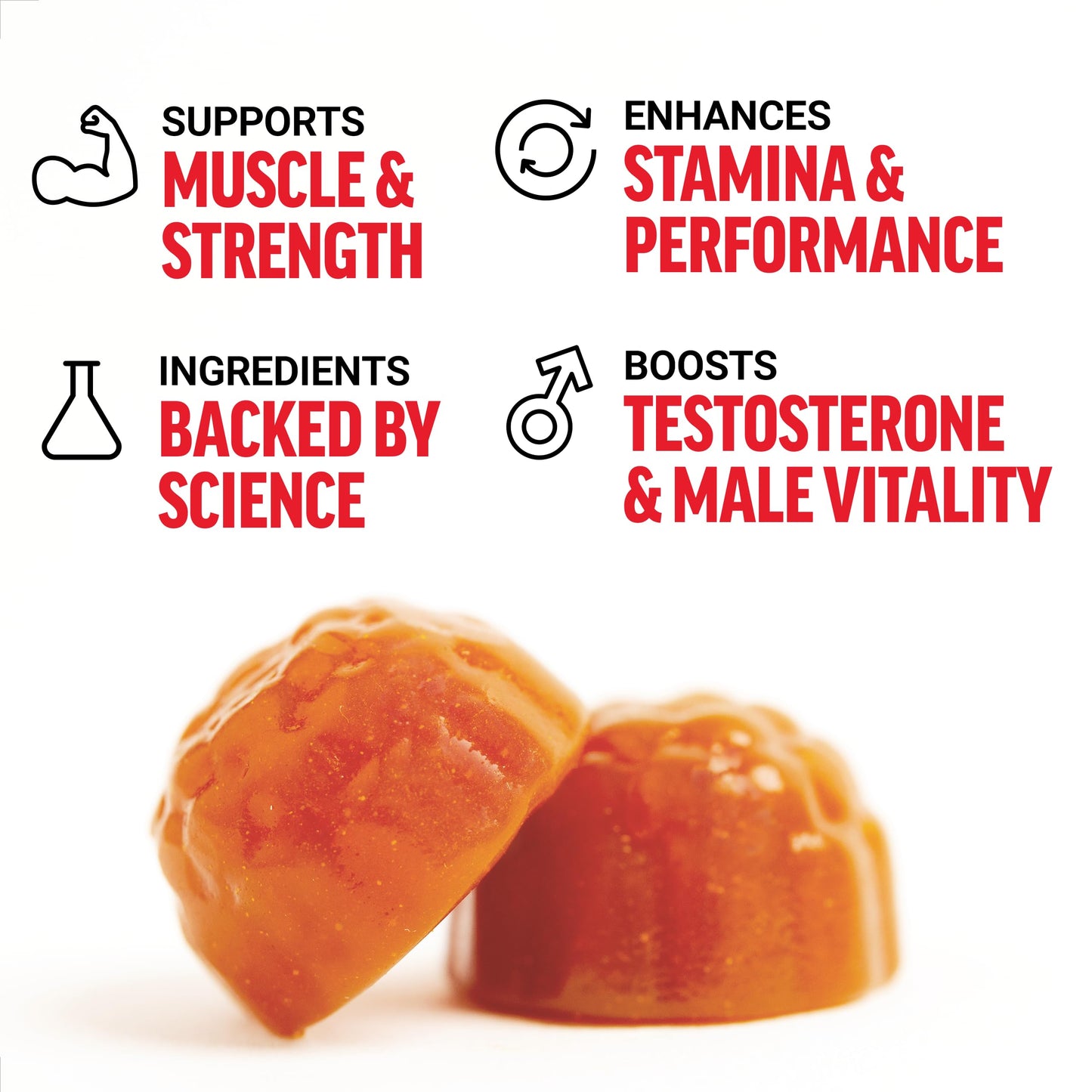 Force Factor Test X180 Gummies Testosterone Booster for Men with Tongkat Ali, Horny Goat Weed, Tribulus Terrestris, Fenugreek, & Black Maca, Berry Punch, 120 Gummies