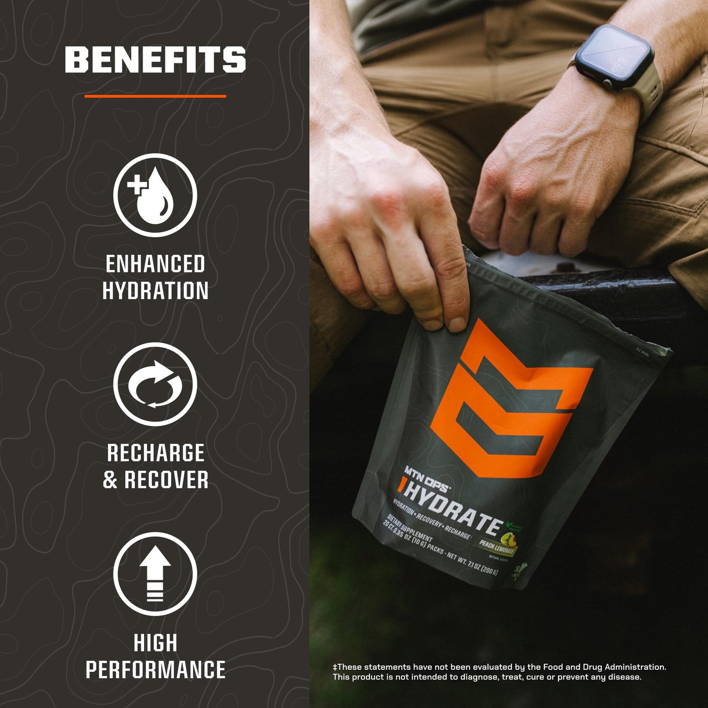 MTN OPS Hydrate Sugar Free Electrolyte Powder Peach Lemonade 5.6
