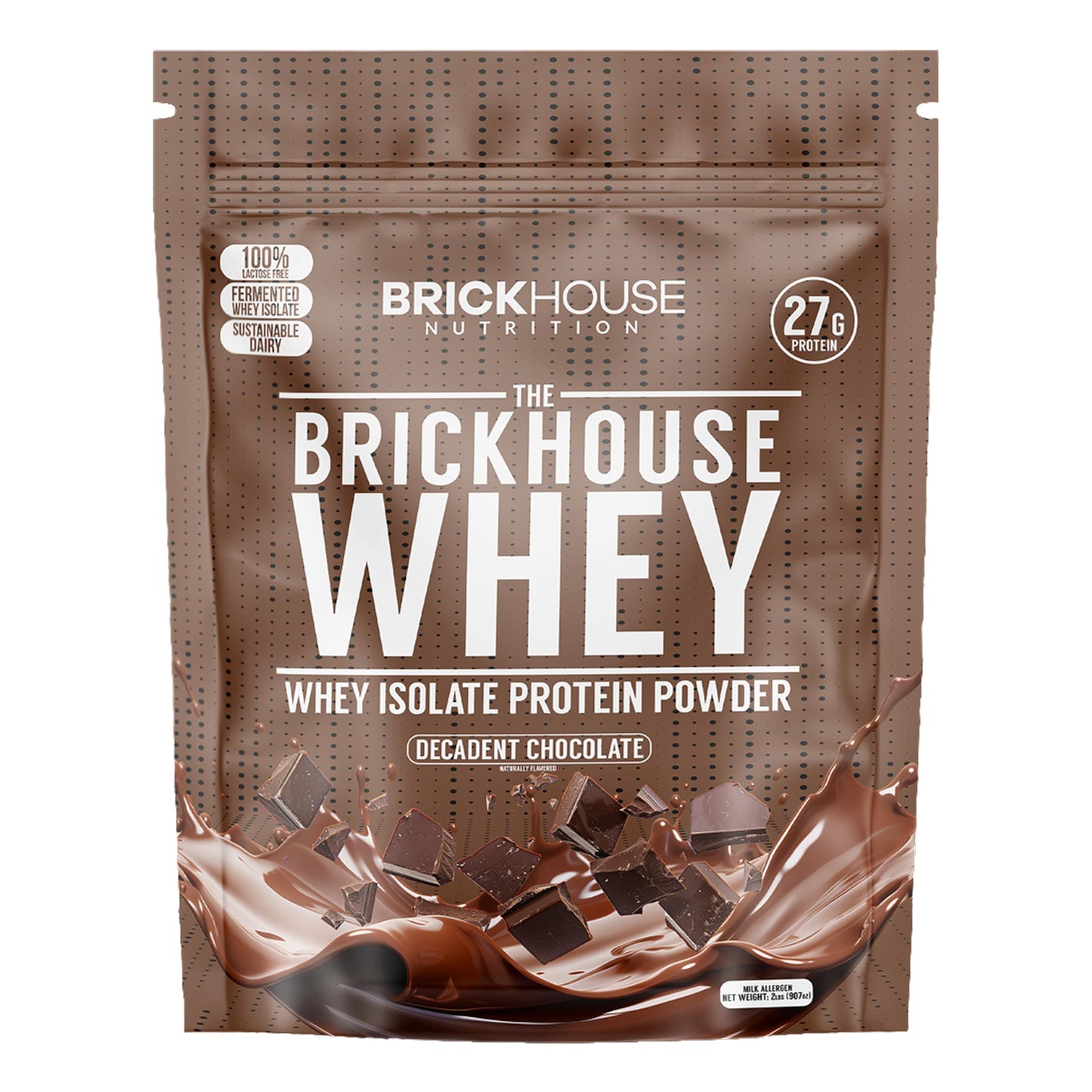 Brickhouse Nutrition Whey Protein Powder, Fermented Whey Isolate, Lactose-Free Post-Workout Recovery, Chocolate, 34 Servings