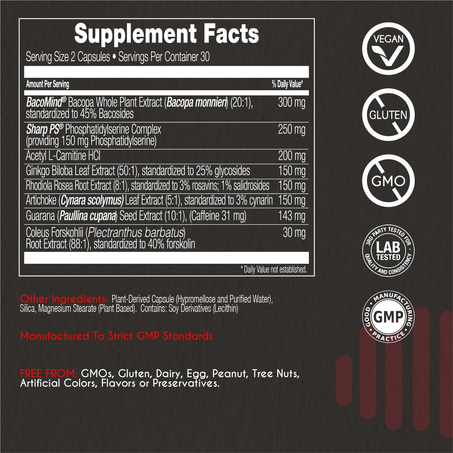 myBrainCo. Sharp Mind - Nootropic Brain Supplement for Memory & Focus - Adaptogenic Herbs & Nootropics to Support Brain Health - Rhodiola, Gingko, Phosphatidylserine and More Capsules, 60 Count