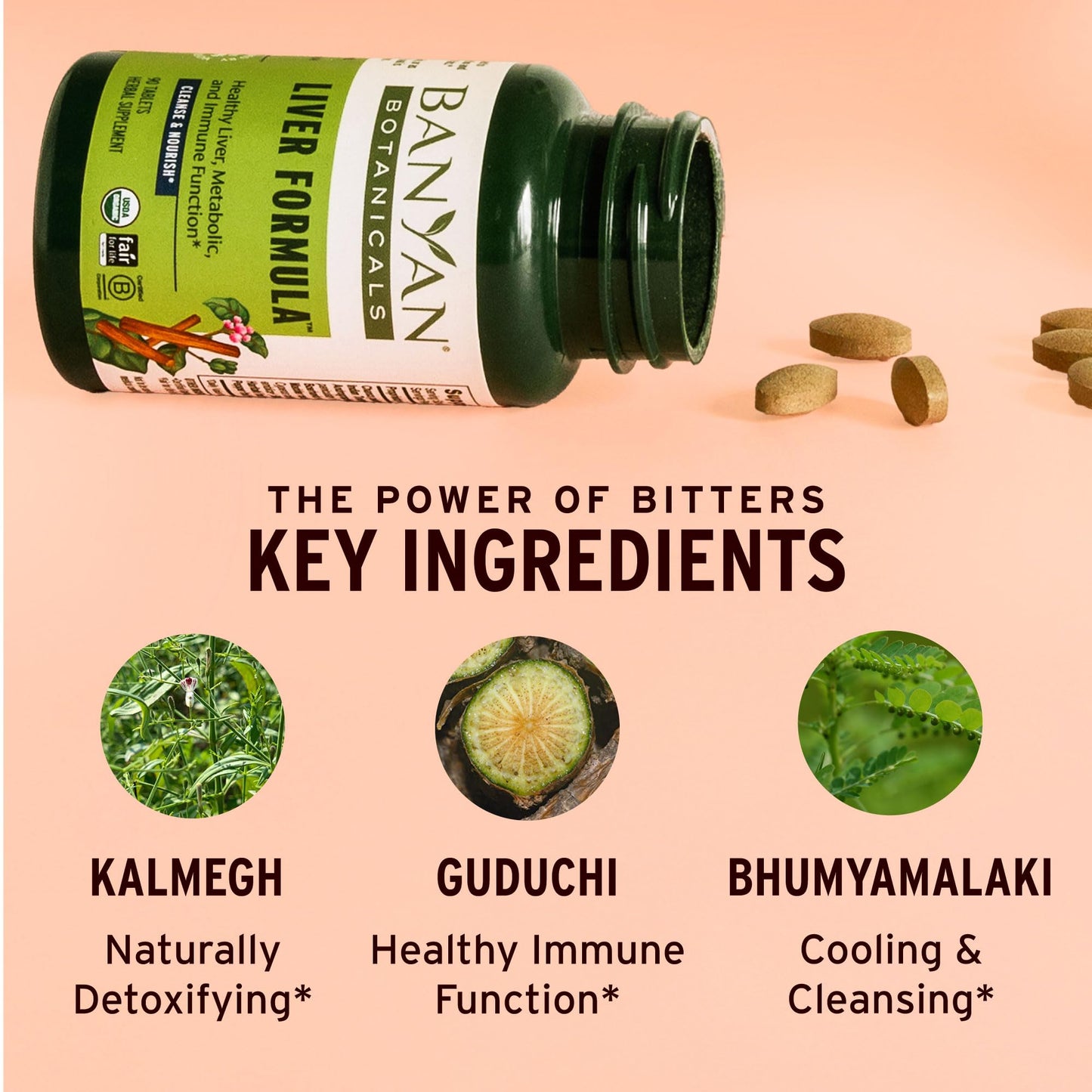 Banyan Botanicals Organic Liver Formula Detox & Gallbladder Support with Guduchi & Punarnava, 90 Tablets