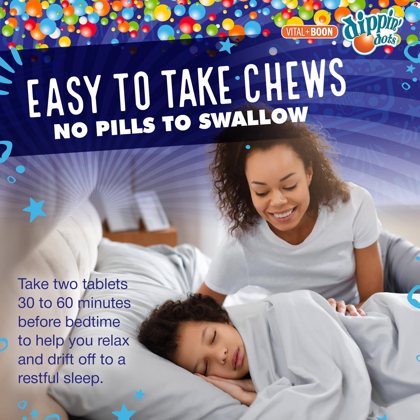 Vital+Boon Dippin' Dots Melatonin Chewable Tablets, 100 Count