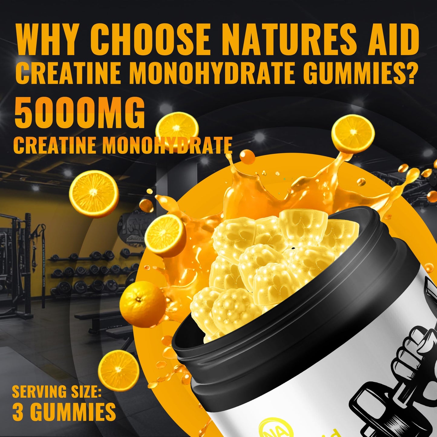 Natures Aid Creatine Monohydrate Gummy 135 Count