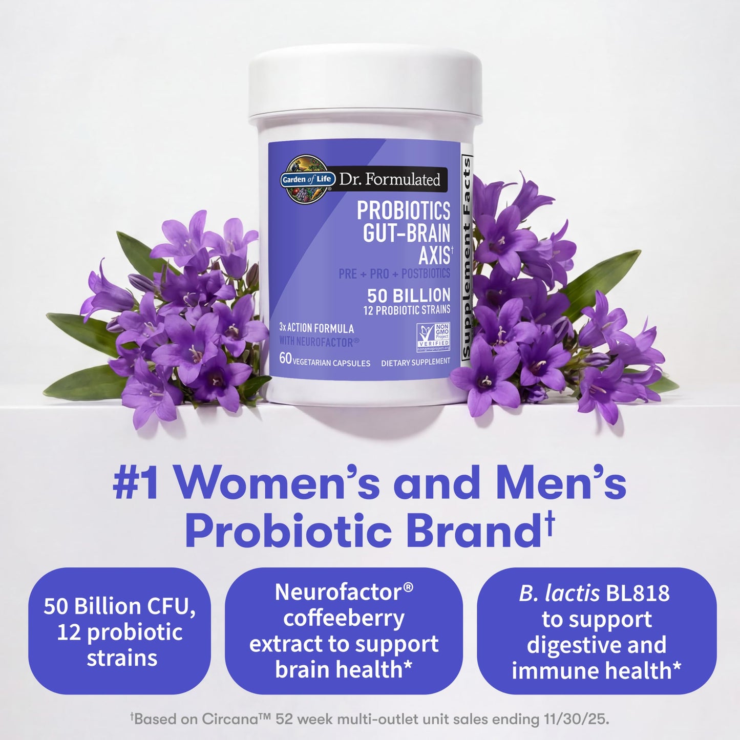Garden of Life Dr. Formulated Gut Brain Axis Probiotic, 60 Capsules