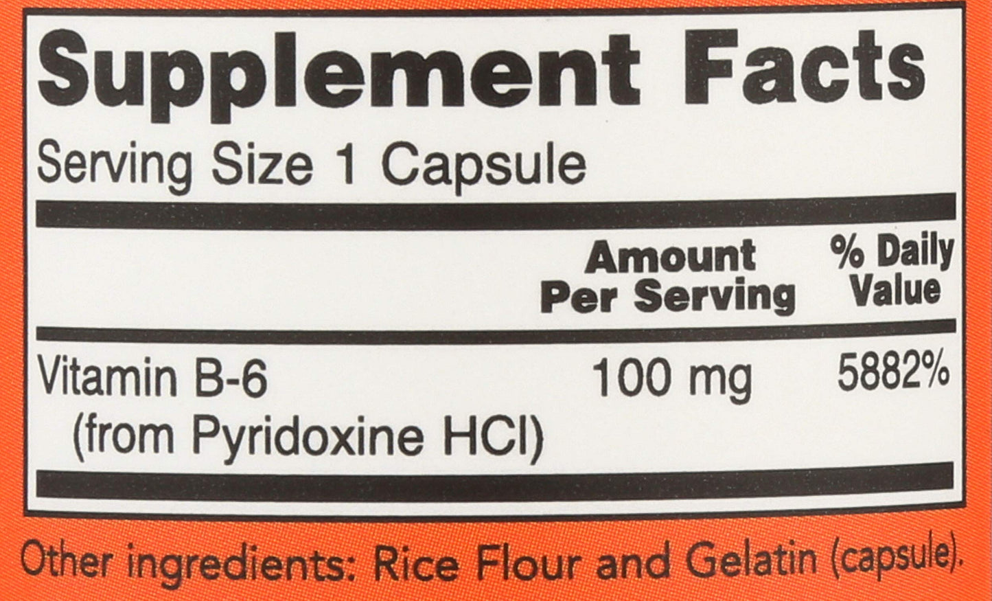 NOW Foods Vitamin B6 100 mg Capsules, 100 Count