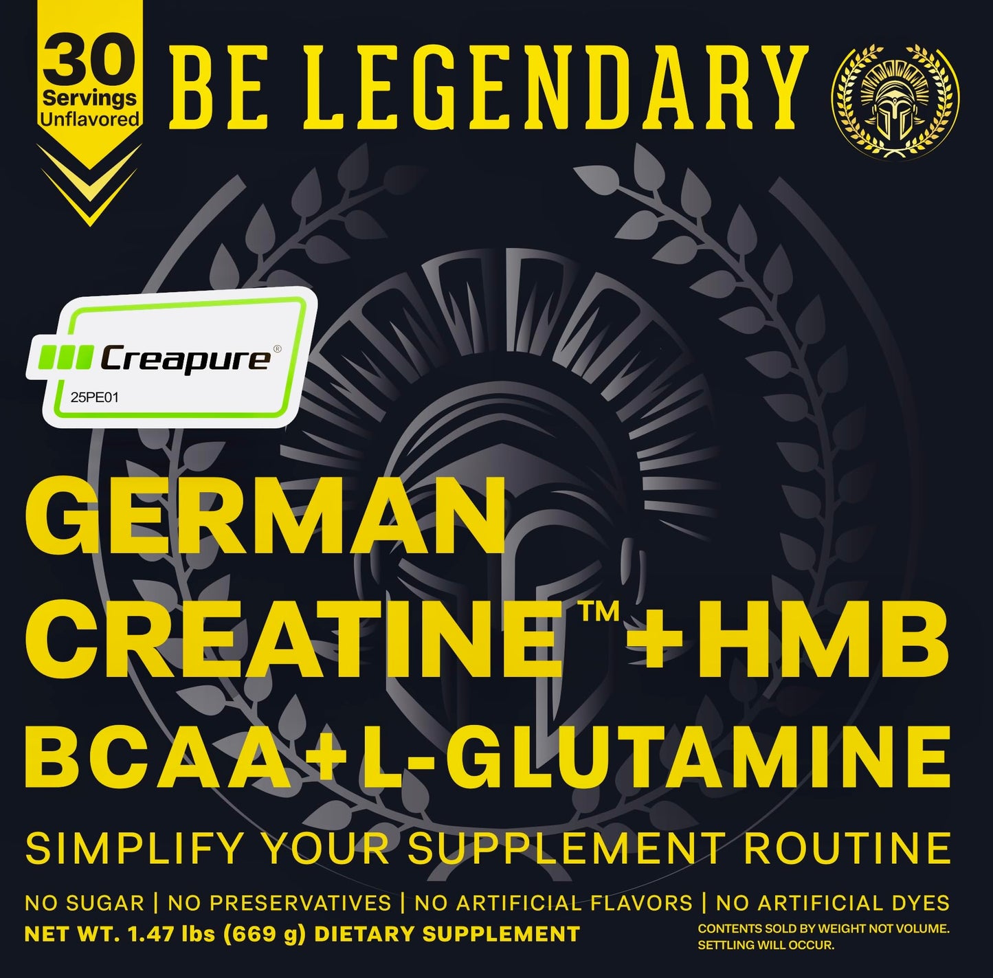 Presidio Nutrition Creapure German Creatine + HMB Powder 1.48 Pound