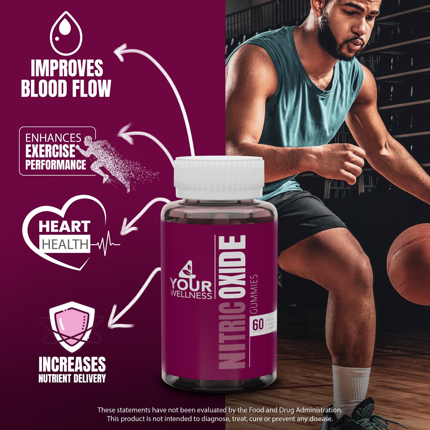 4 Your Wellness Nitric Oxide and Ashwagandha Gummies, 120 Gummies