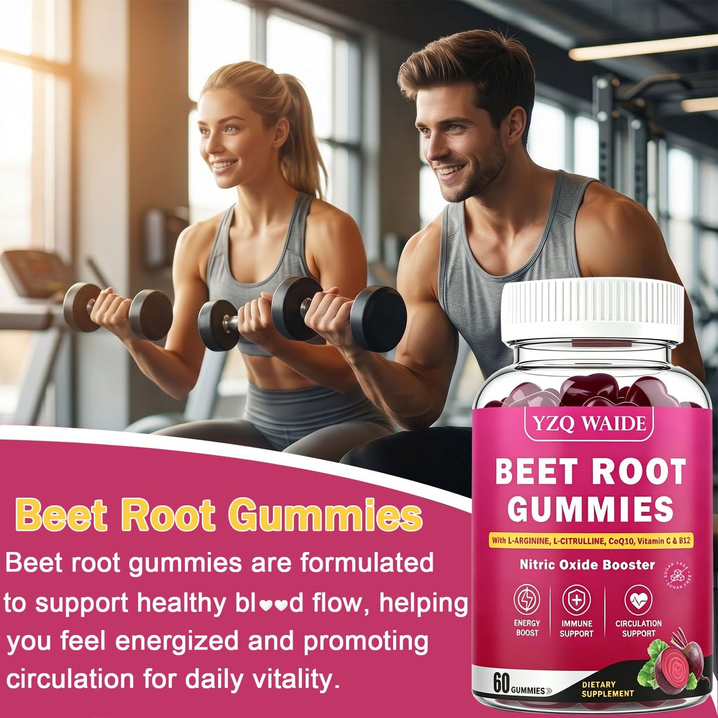 YZQ WAIDE Beet Root Gummies 60 Count