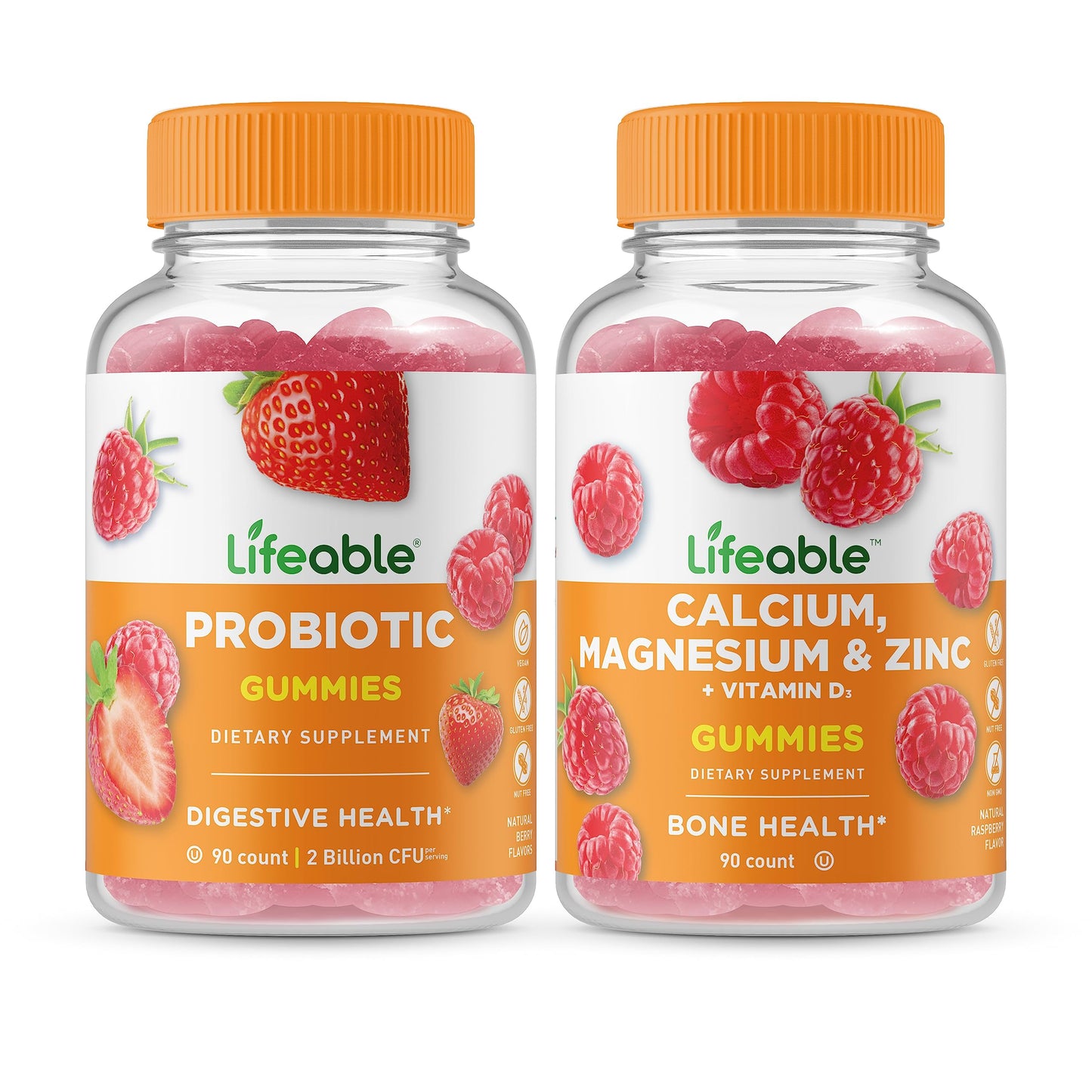 Lifeable Probiotic 2 Billion CFU + Calcium, Magnesium, Zinc & Vitamin D Gummies