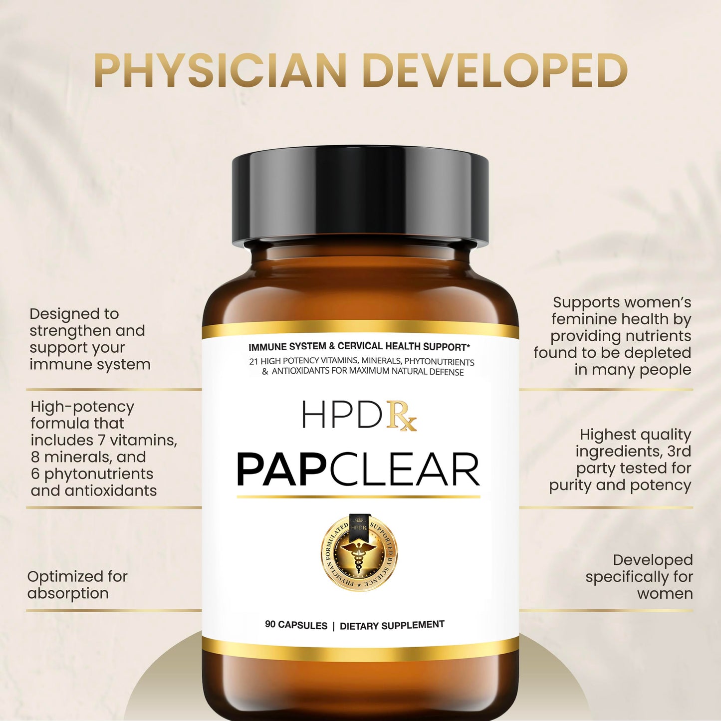 HPD Rx PAPCLEAR OB/GYN Formulated Immune Support Supplement 540 Capsules
