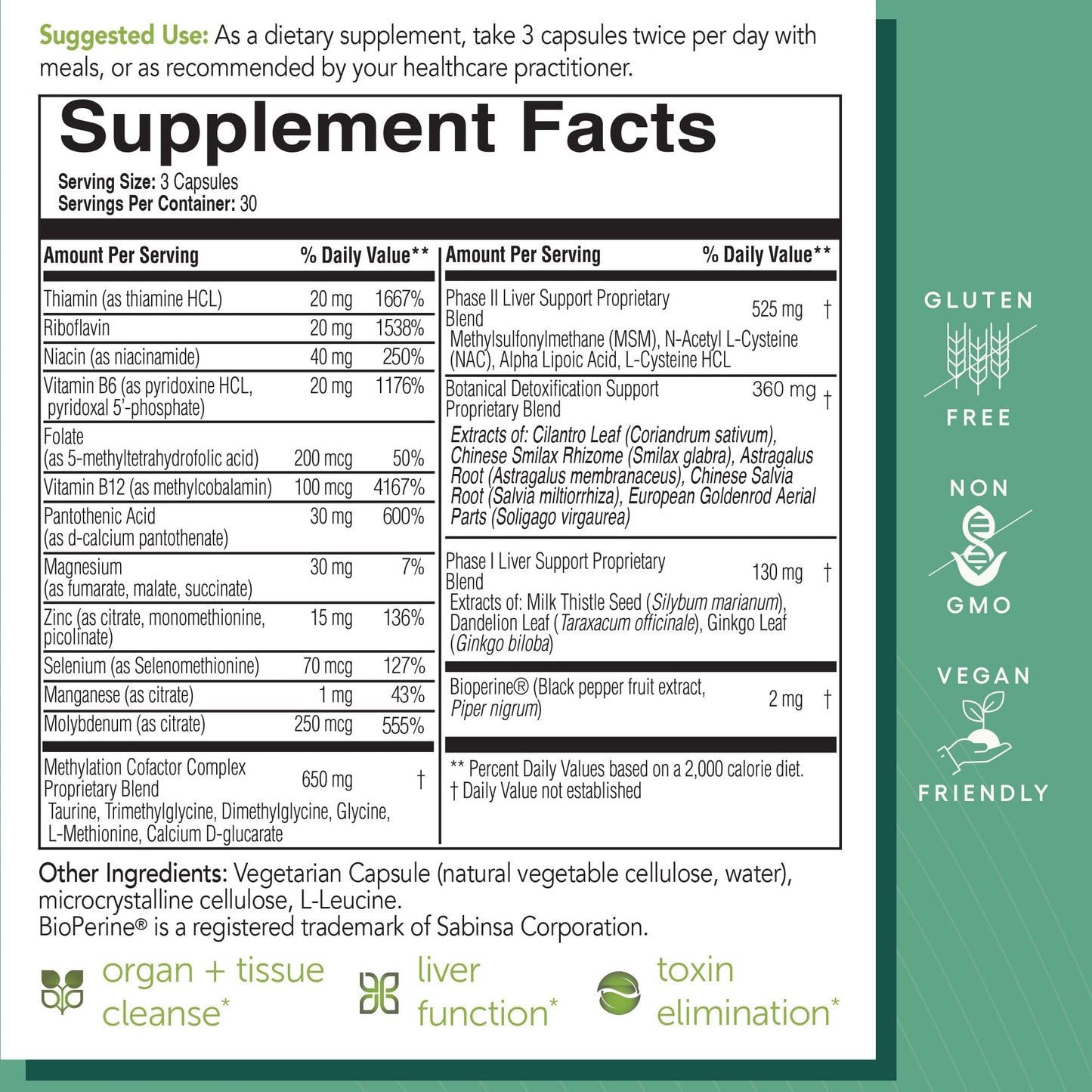 EcoNugenics ecoDetox Supplement for Liver Detox & Total Body Cleanse Capsule, 90 Capsules