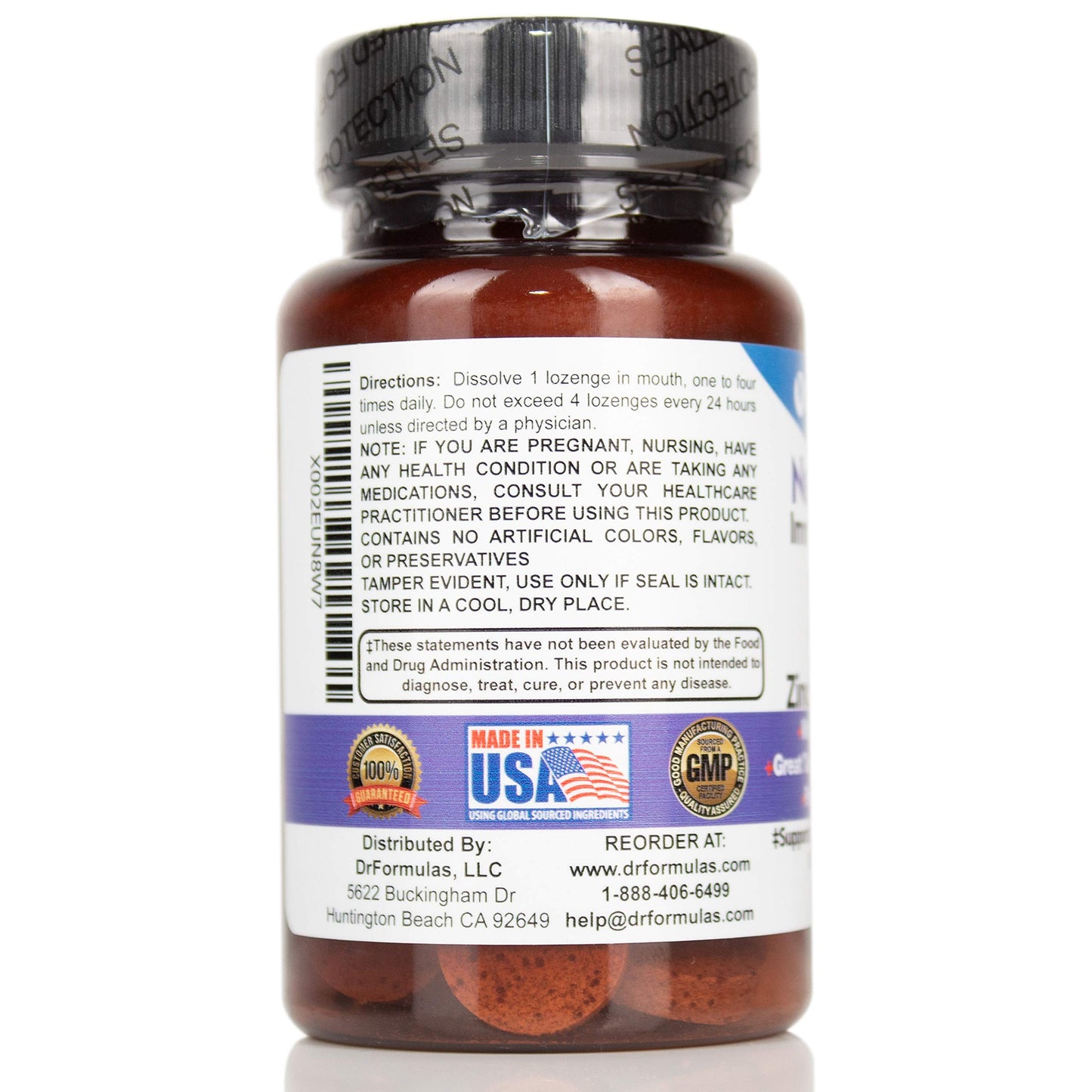 DrFormulas Elderberry, Zinc, Vitamin C Lozenges with Echinacea and Nexabiotic Probiotics Chewable, 30 Count