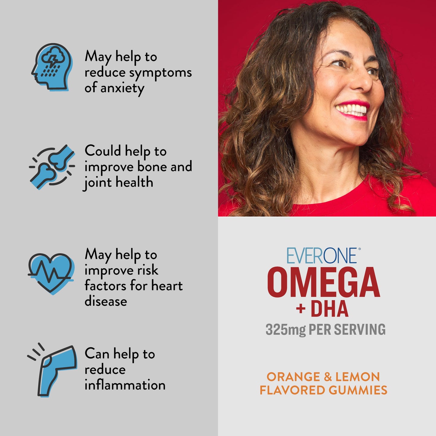 Ever One Omega Fish Oil Gummies with DHA, Omega 3-6-9, 90 Count