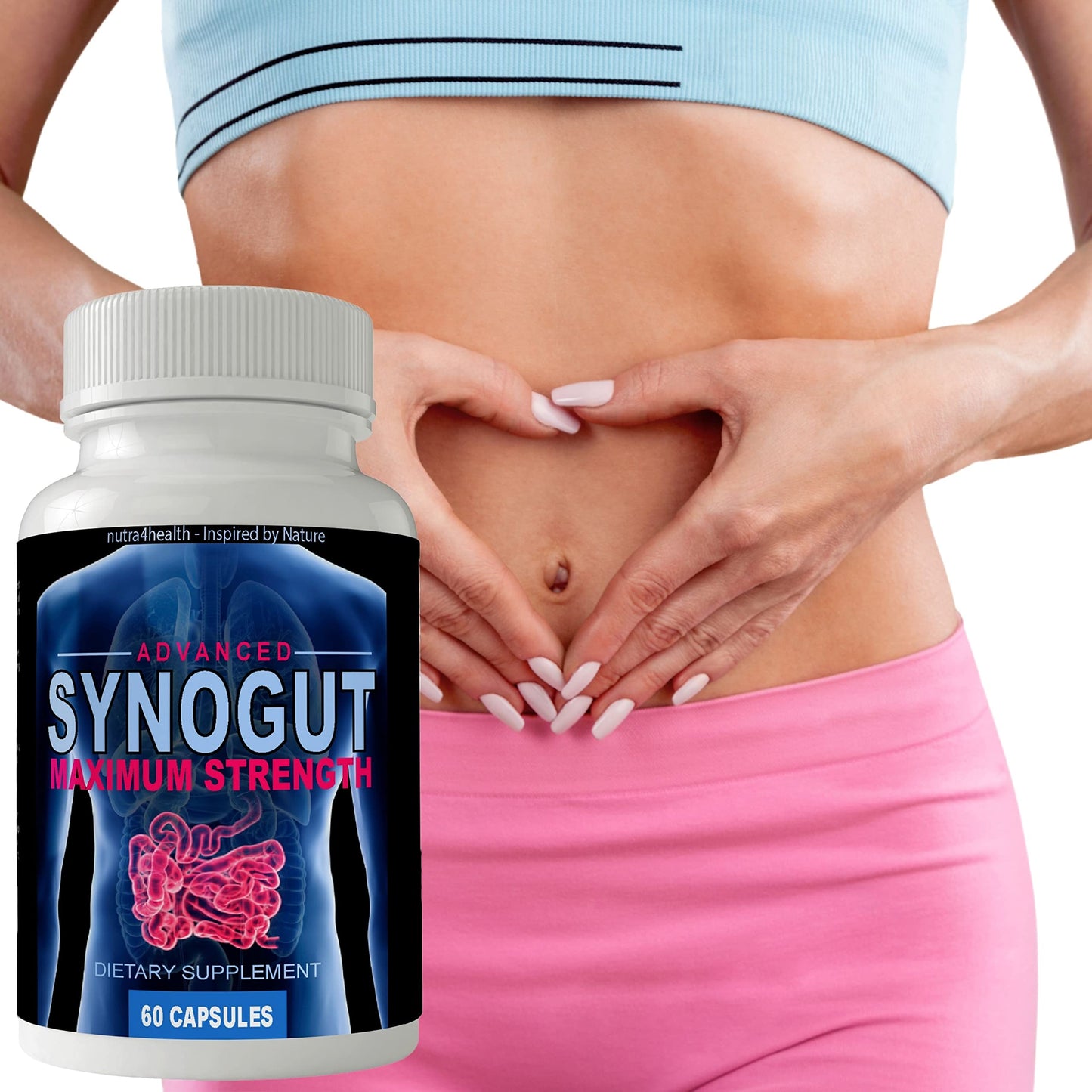 Nutra4Health Synogut Advanced Maximum Strength Digestive Health and Metabolism Support Supplement Capsule, 60 Count