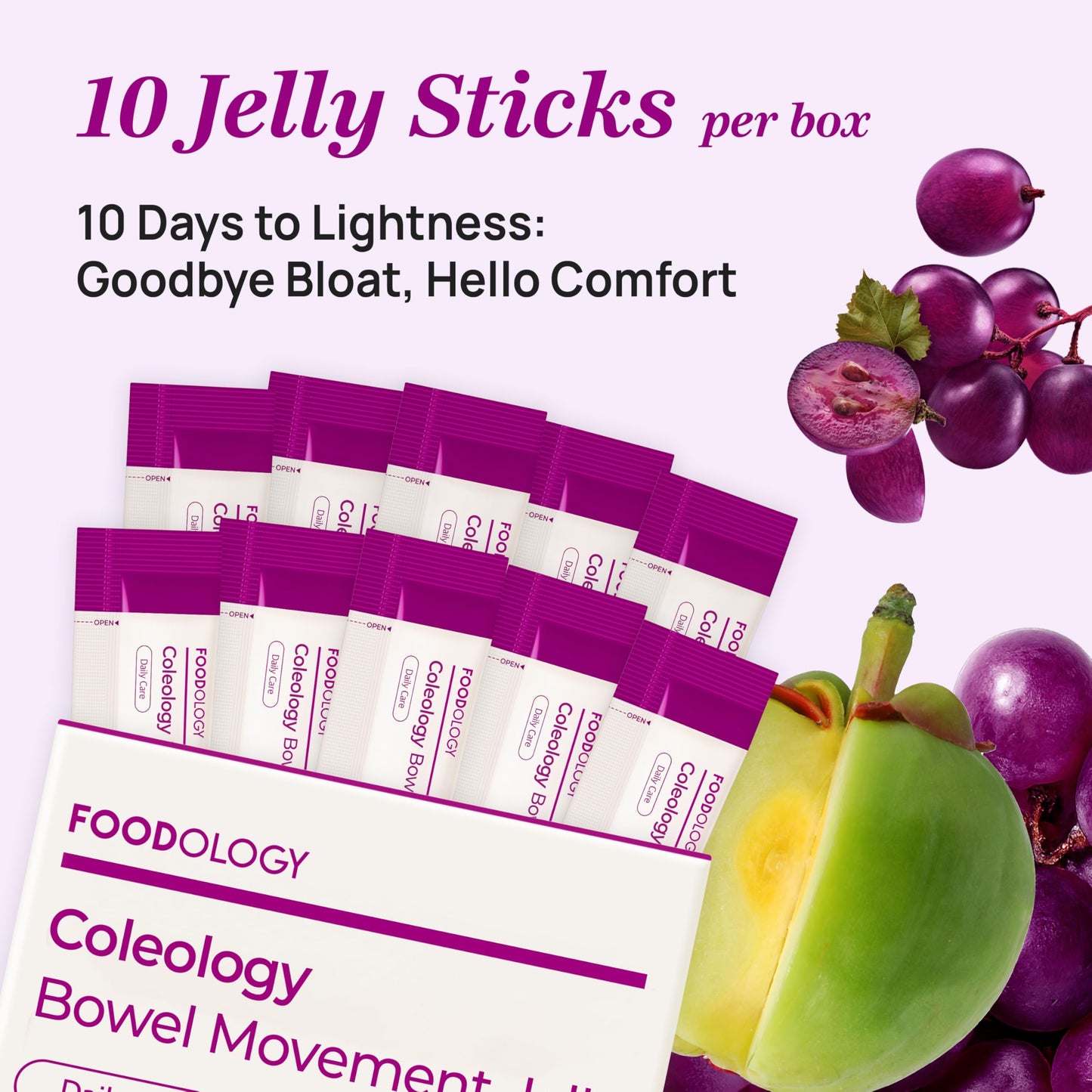 FOODOLOGY Coleology Bowel Movement Jelly (Grape & Prune) Gummy 10