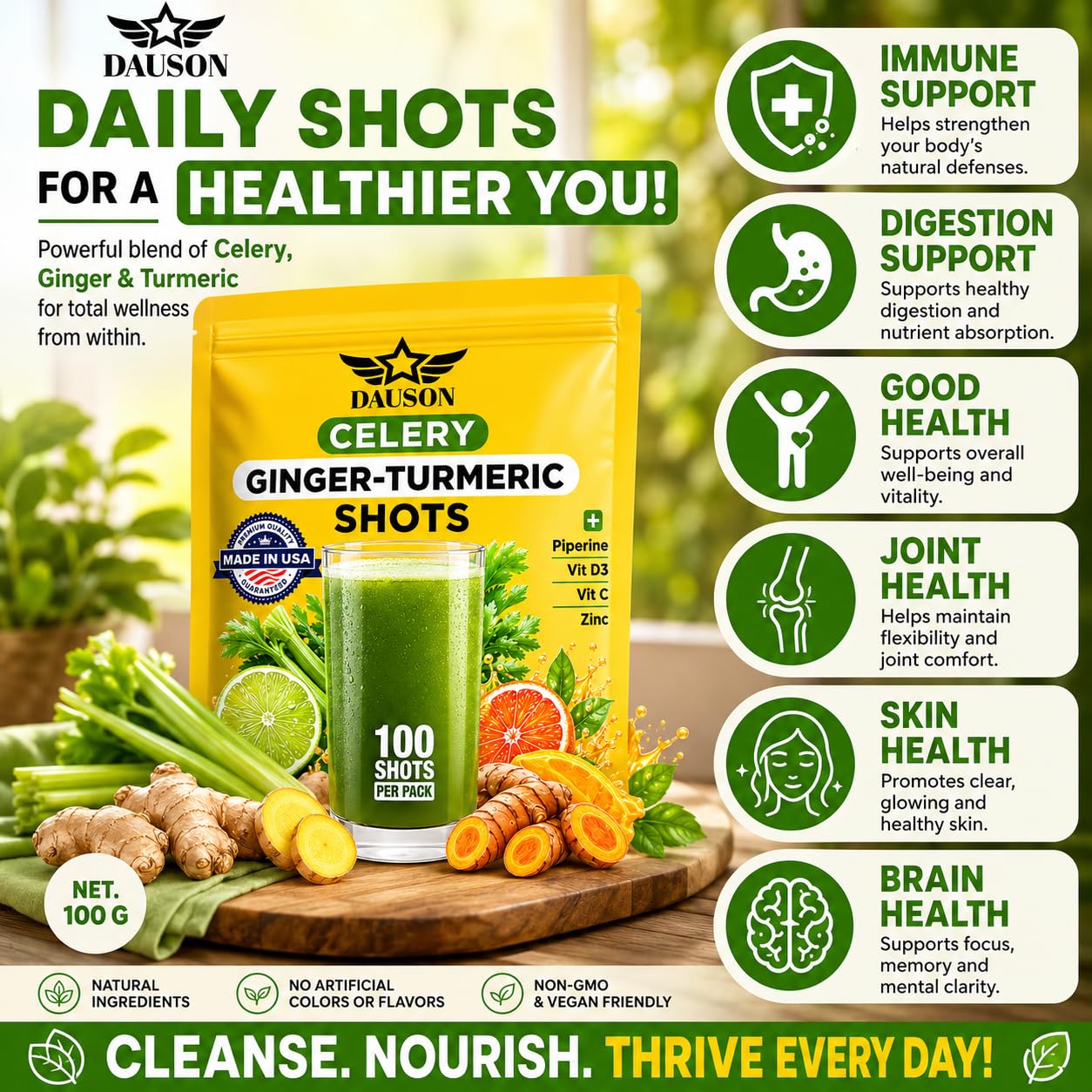 DAUSON Celery Shots Powder, 100 Count