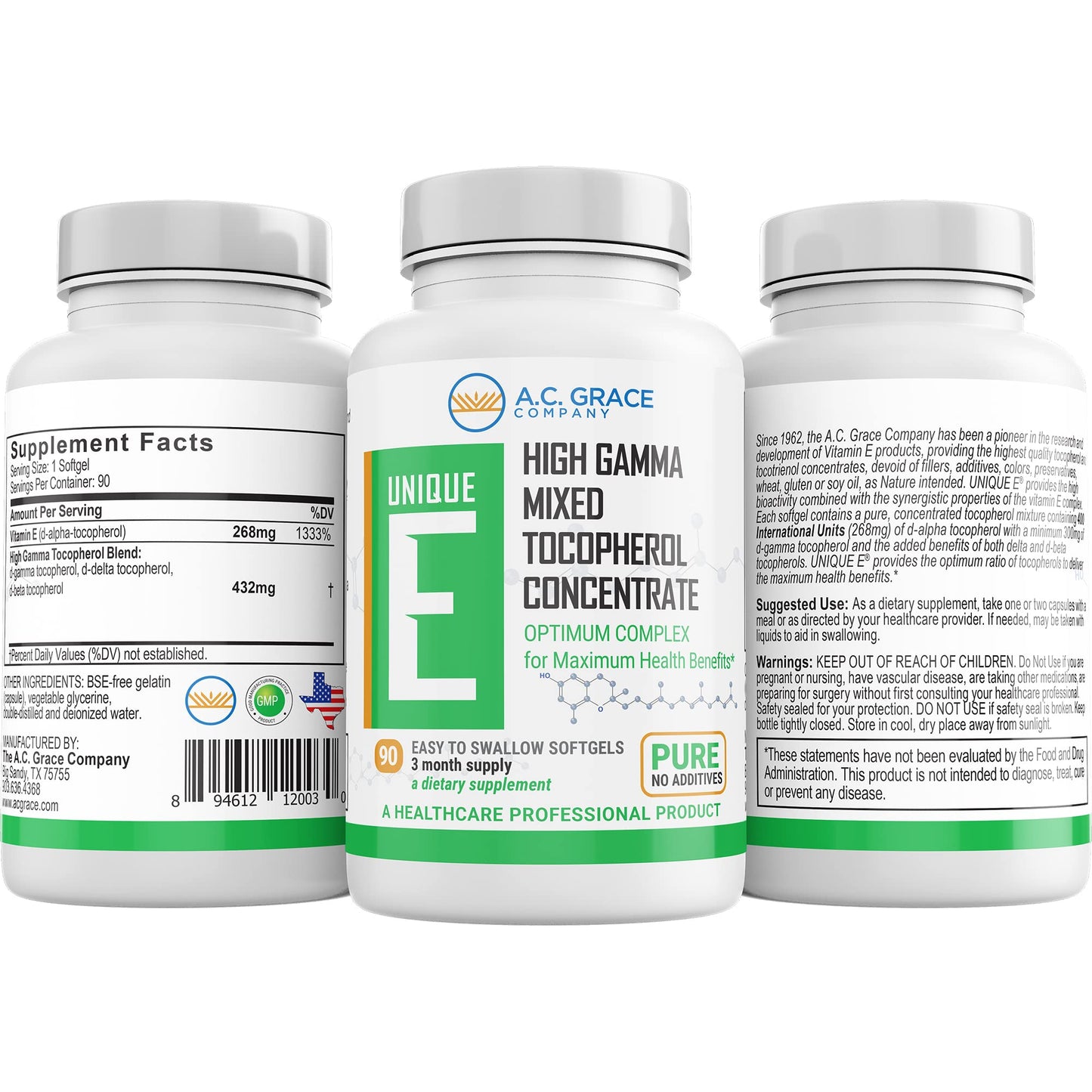 UNIQUE E Mixed Tocopherols Concentrate Softgels, 90 Count
