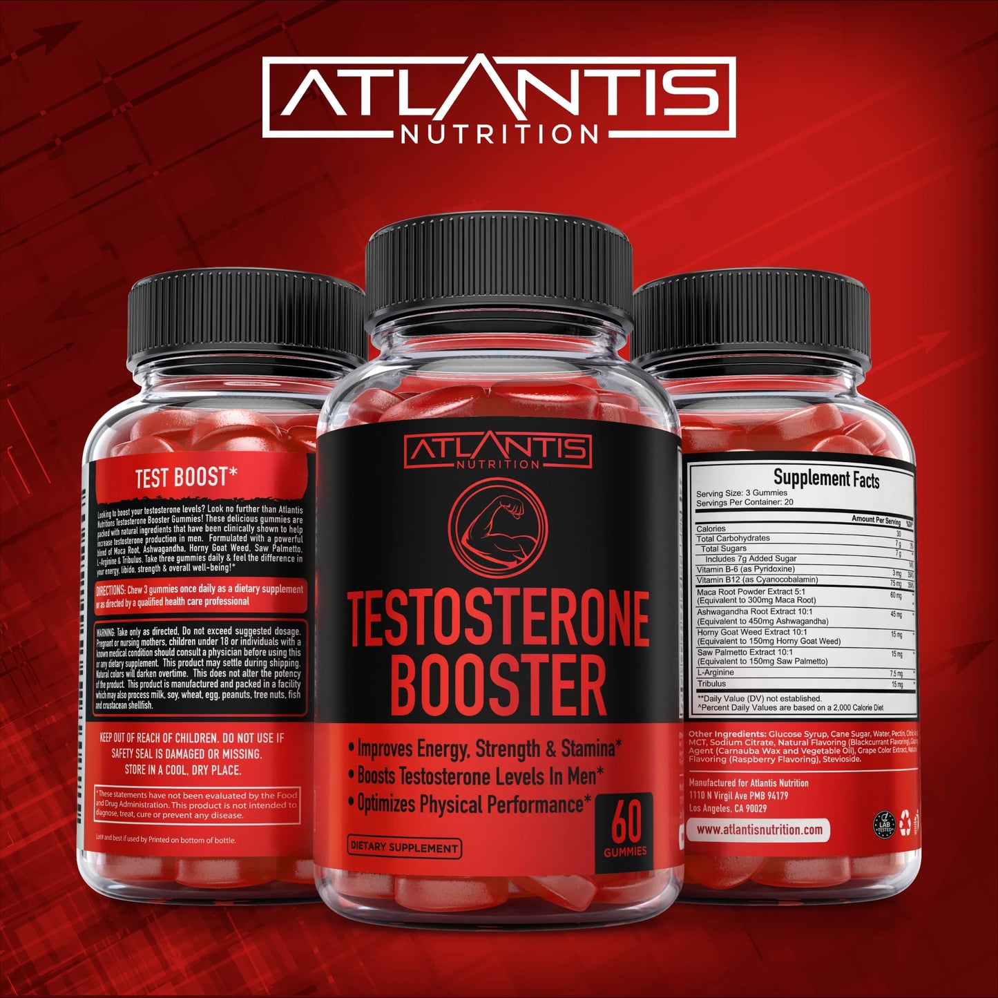Atlantis Nutrition Testosterone Booster Gummies For Men 120 Gummies
