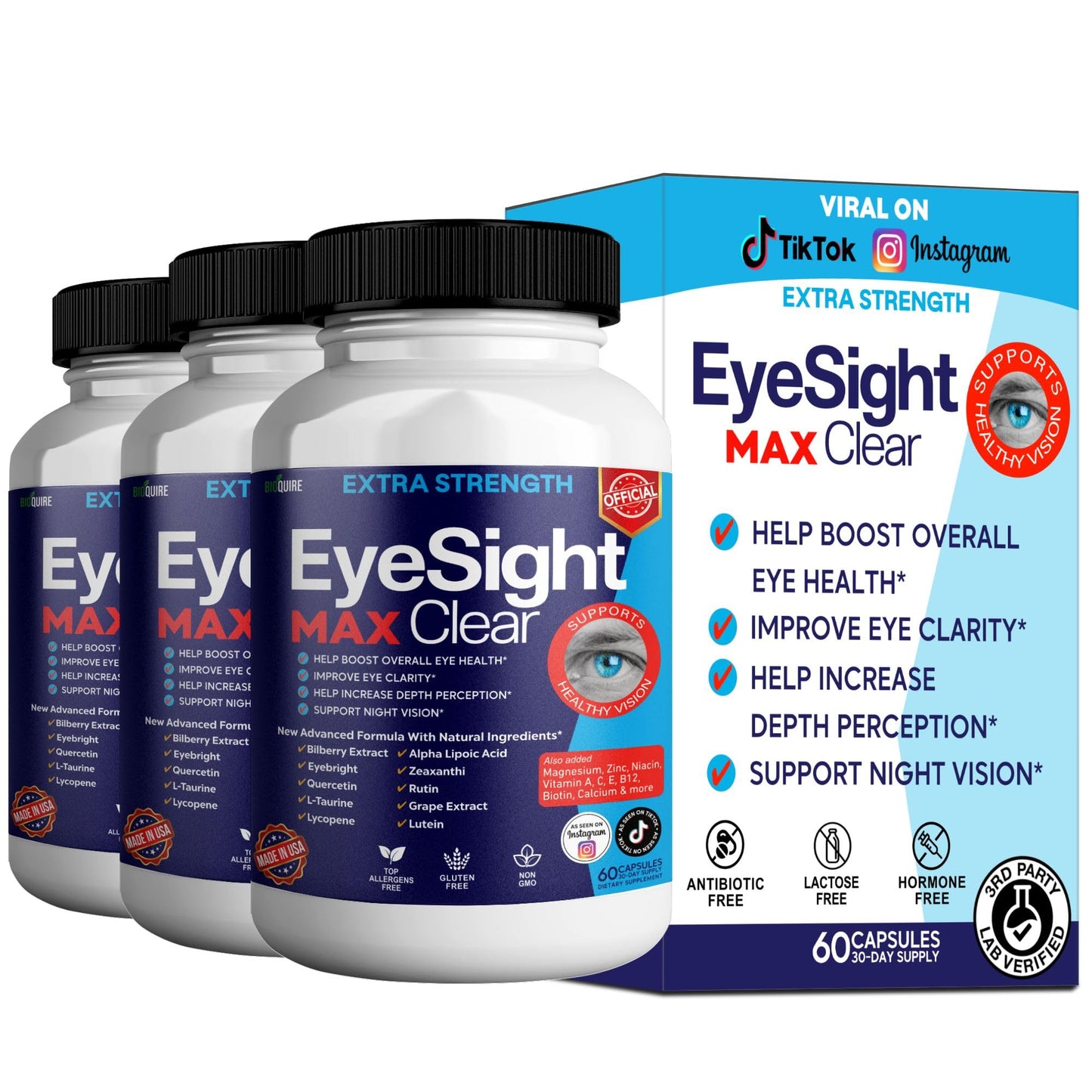 BIOQUIRE Eyesight Max Clear Extra Strength Vision Support 60 Capsules