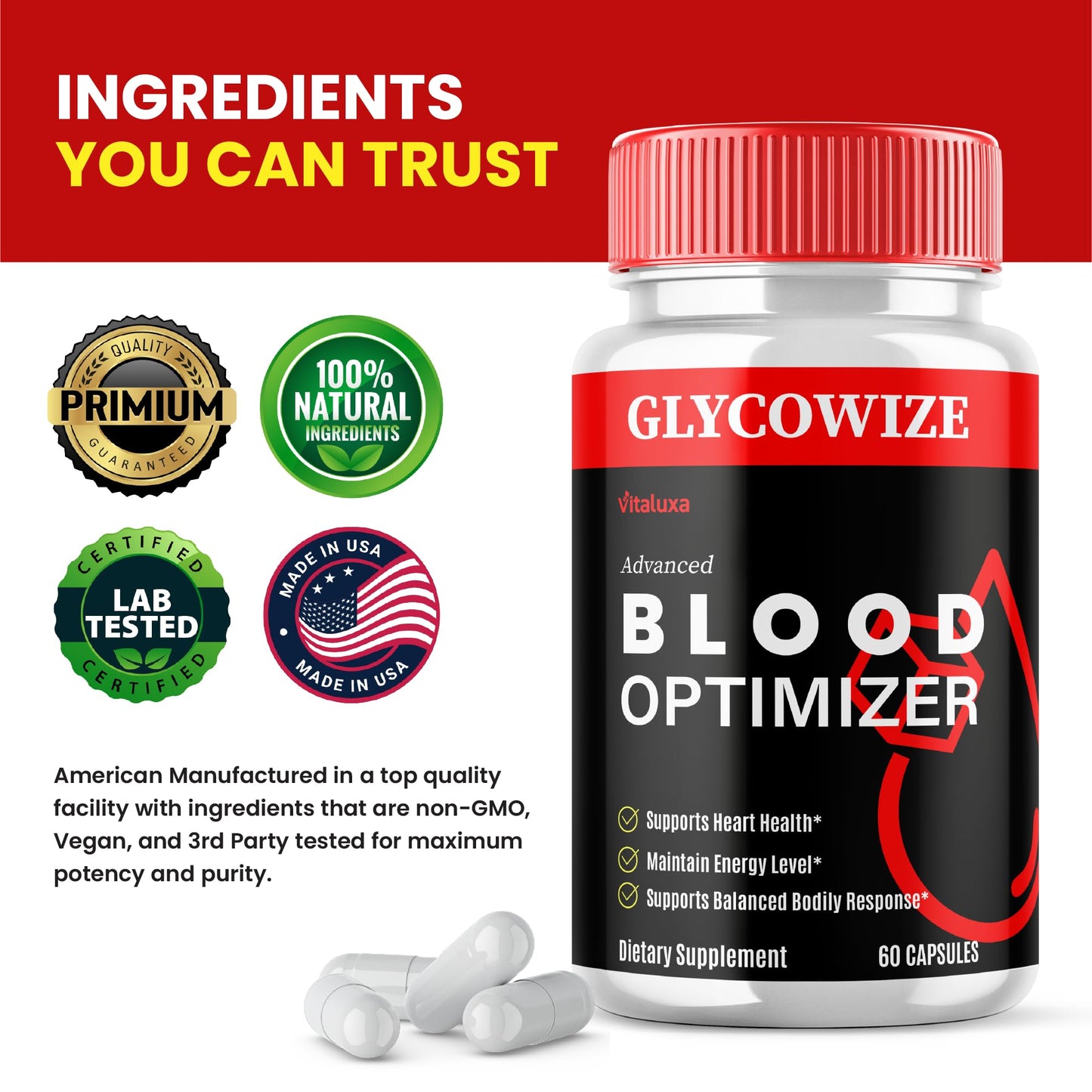 Vitaluxa Glycowize Capsules 180 Count