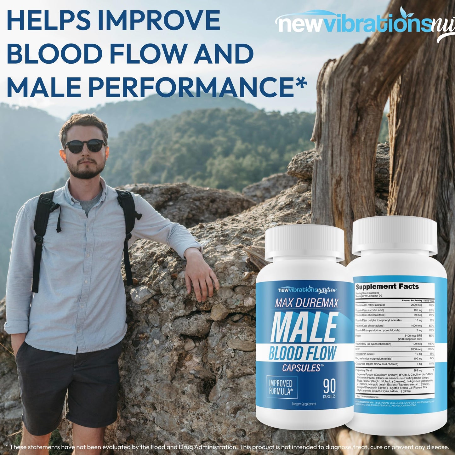 New Vibrations Nutrition Max Duremax Male BloodFlow Capsule 90 Count